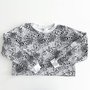 Joie // Animal Print Crop Sweater // Size Large // monochrome